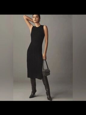 Anthropologie Black Sleeveless Knit Midi Dress